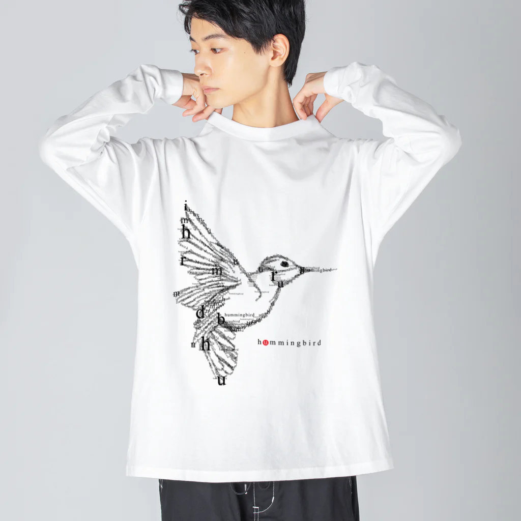 t-shirts-cafeのフォントイラストレーション『hummingbird（ハミングバード・ハチドリ）』 Big Long Sleeve T-Shirt
