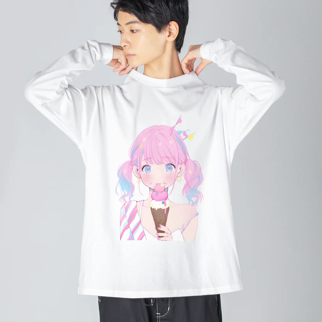 ヤバいTシャツ屋しゃんの暑い夏はアイスだ005 Big Long Sleeve T-Shirt