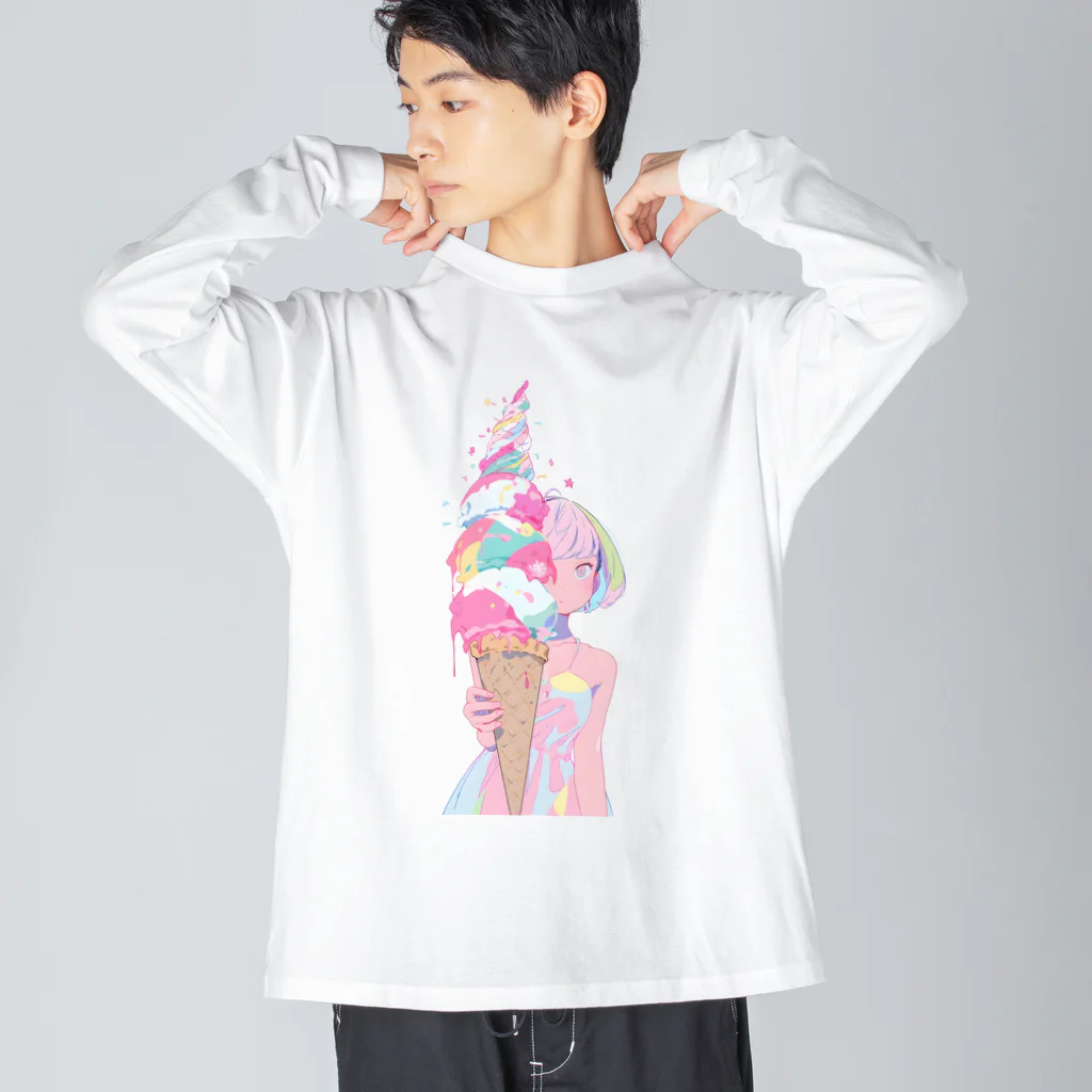 ヤバいTシャツ屋しゃんの暑い夏はアイスだ003 ビッグシルエットロングスリーブTシャツ