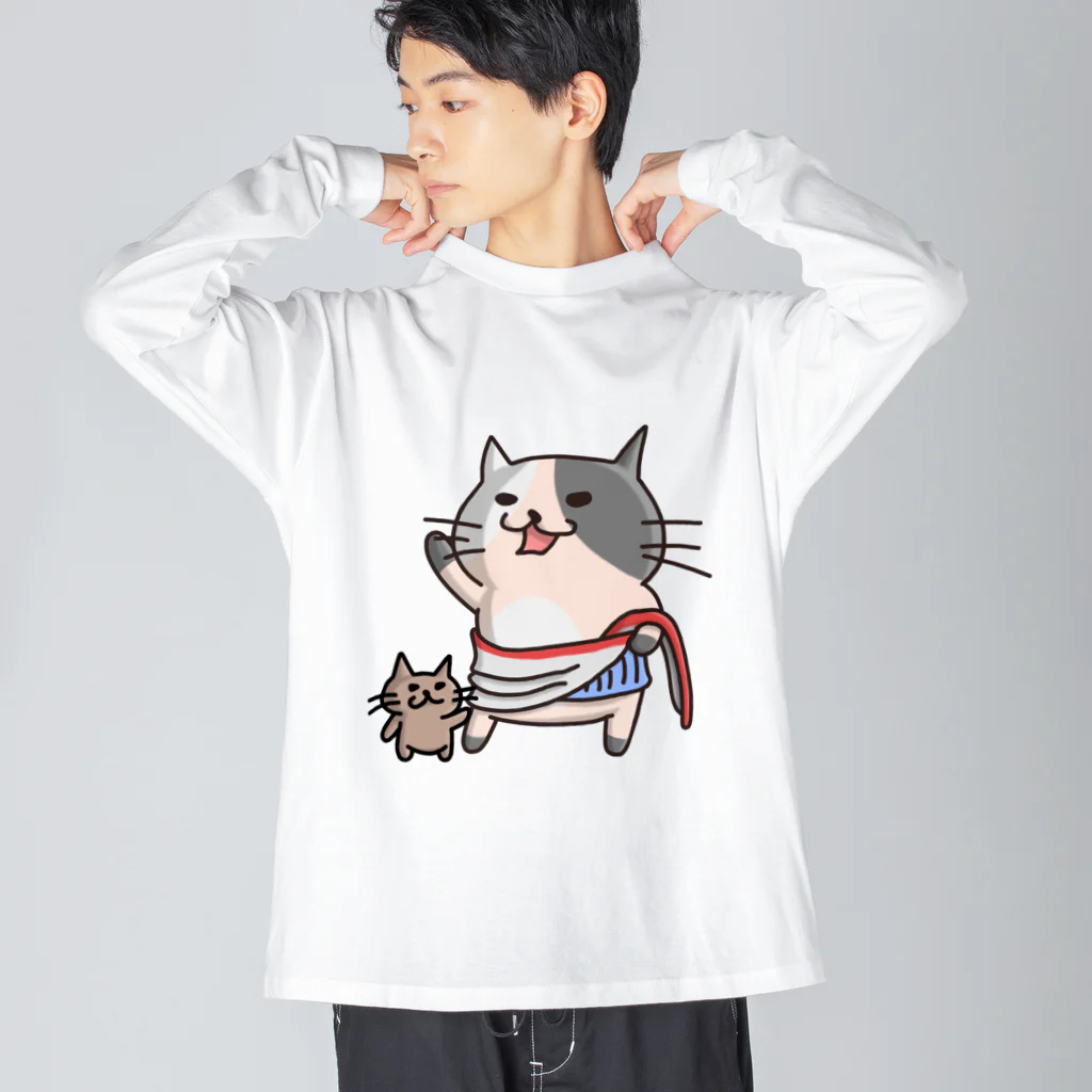 ひよこ男爵とまだむにゃんのにゃうぐすとぅす ビッグシルエットロングスリーブTシャツ