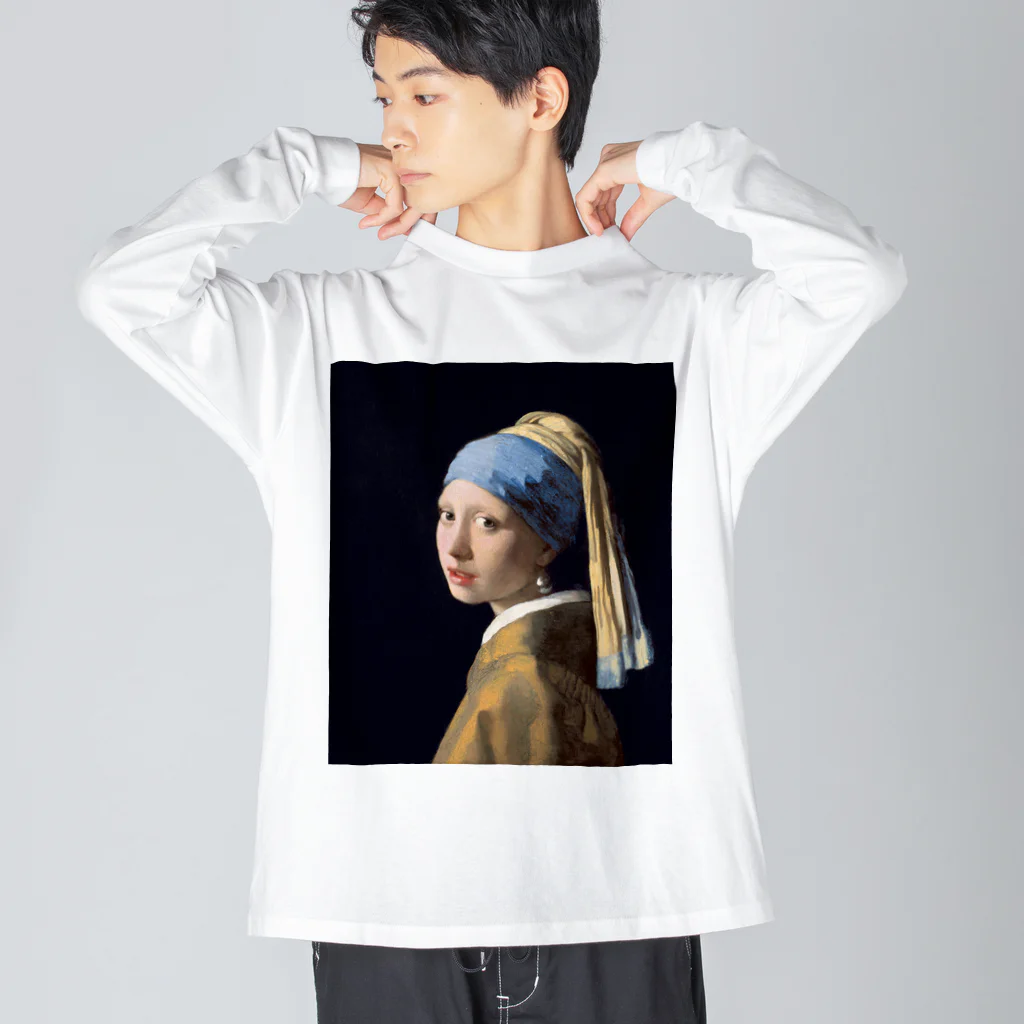 世界美術商店の真珠の耳飾りの少女 / Girl with a Pearl Earring Big Long Sleeve T-Shirt