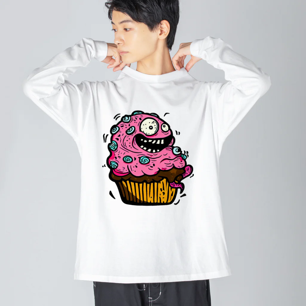 モンスターカスタムの■カップケーキモンスター【ホラー】 ビッグシルエットロングスリーブTシャツ