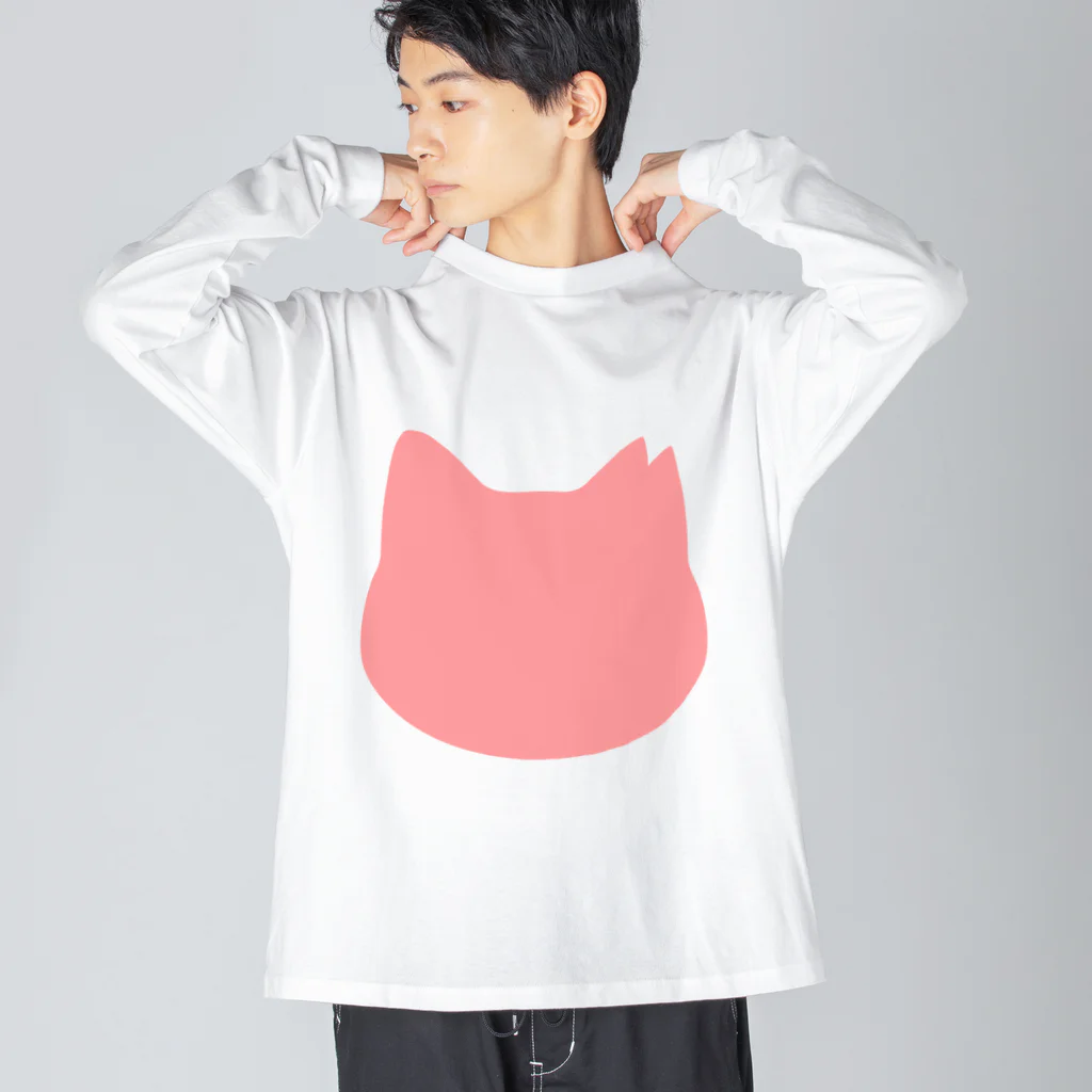 ichinoshopのさくら猫シルエット/ピンク ビッグシルエットロングスリーブTシャツ