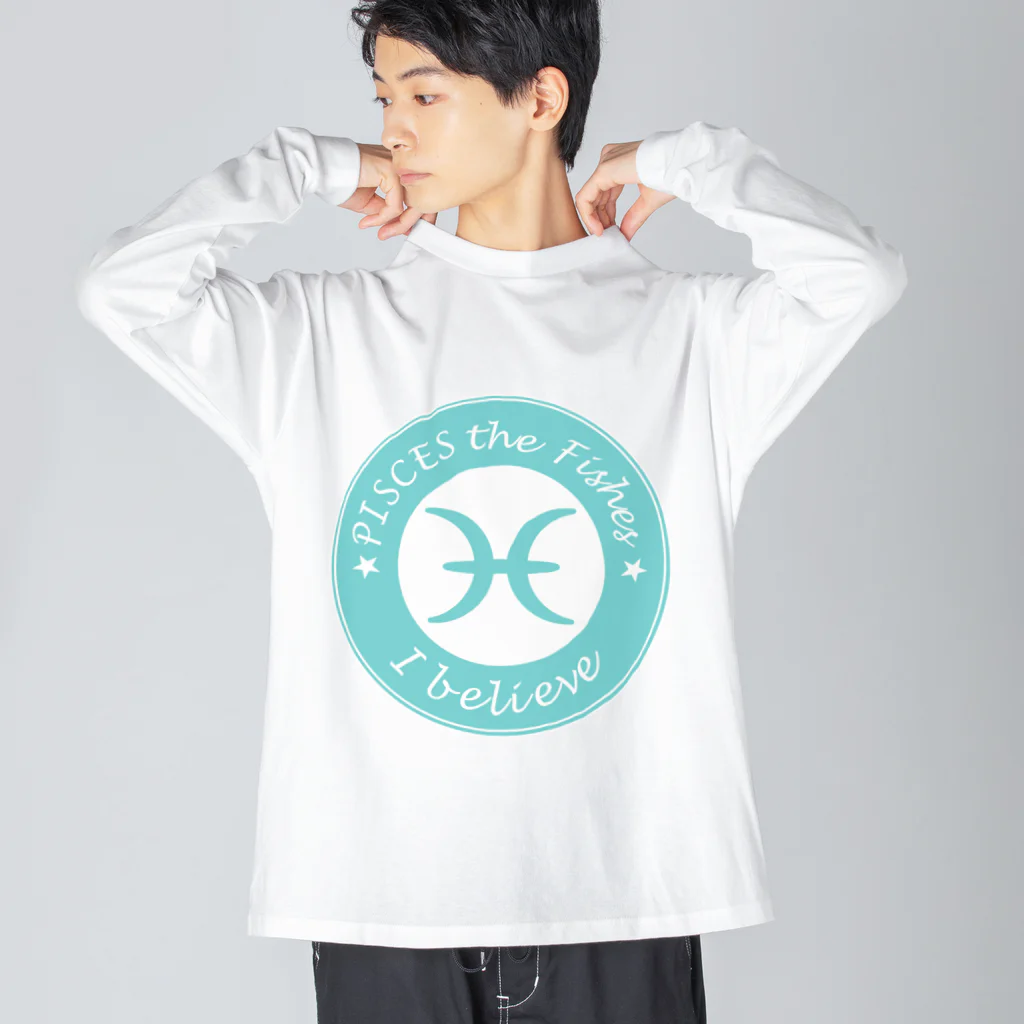 Yuko’ｓ Galleryの12星座キーフレーズ&パワーカラー～うお座～ / 12 zodiac key phrase & power colour - Pisces - ビッグシルエットロングスリーブTシャツ