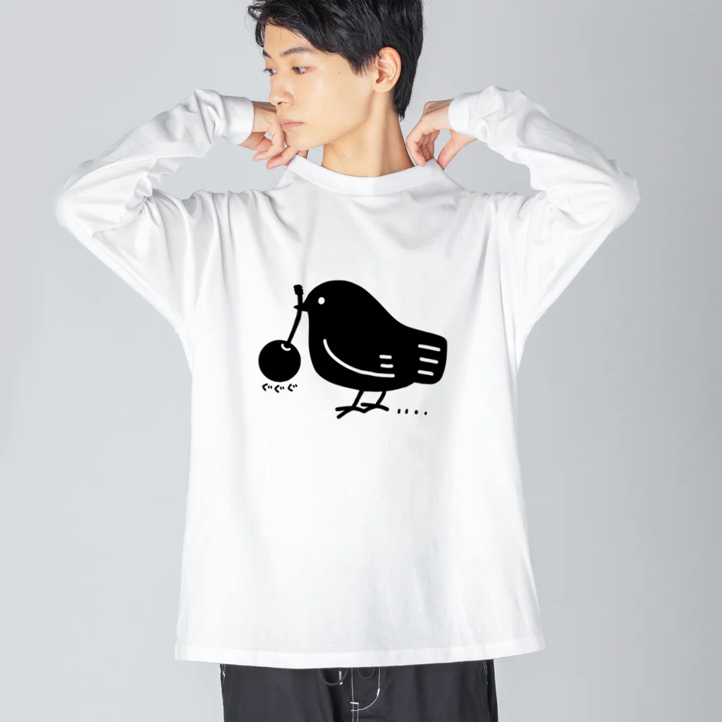 イラスト MONYAAT のみつぐトリ黒 Big Long Sleeve T-Shirt