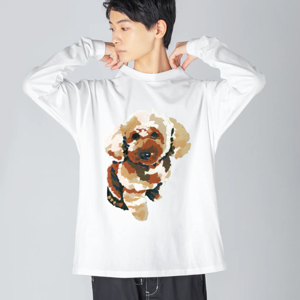 Yuhki | おばけのゆうき 公式オンラインショップ　【ちぎり絵・貼り絵のTシャツ・パーカー・スマホケース・バッグ・日用品・雑貨・文具・ドッグTシャツなど販売中】のトイプードルのあん(ちぎり絵) Big Long Sleeve T-Shirt