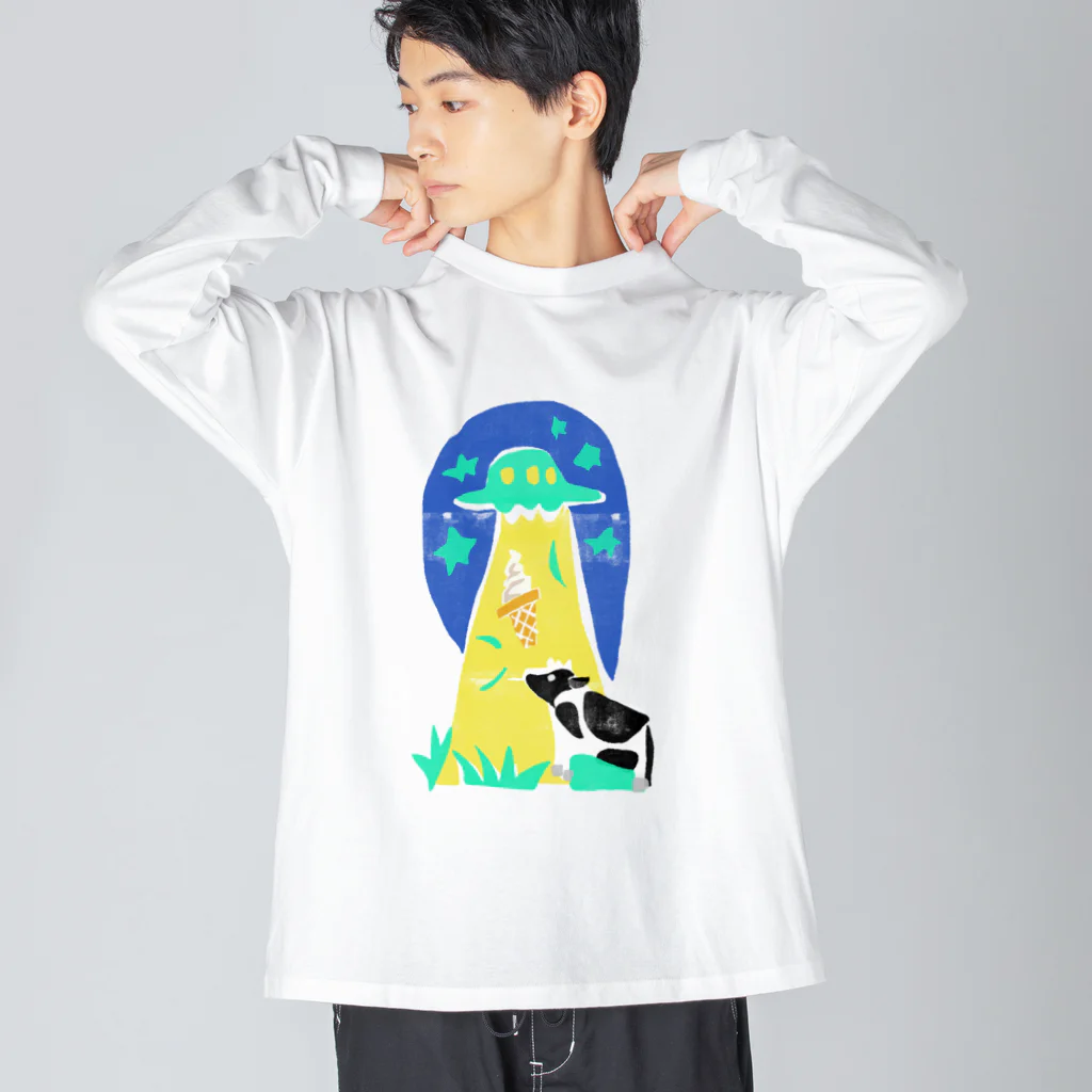 magasin de chaosのソフトクリームが吸収される牛くん ビッグシルエットロングスリーブTシャツ