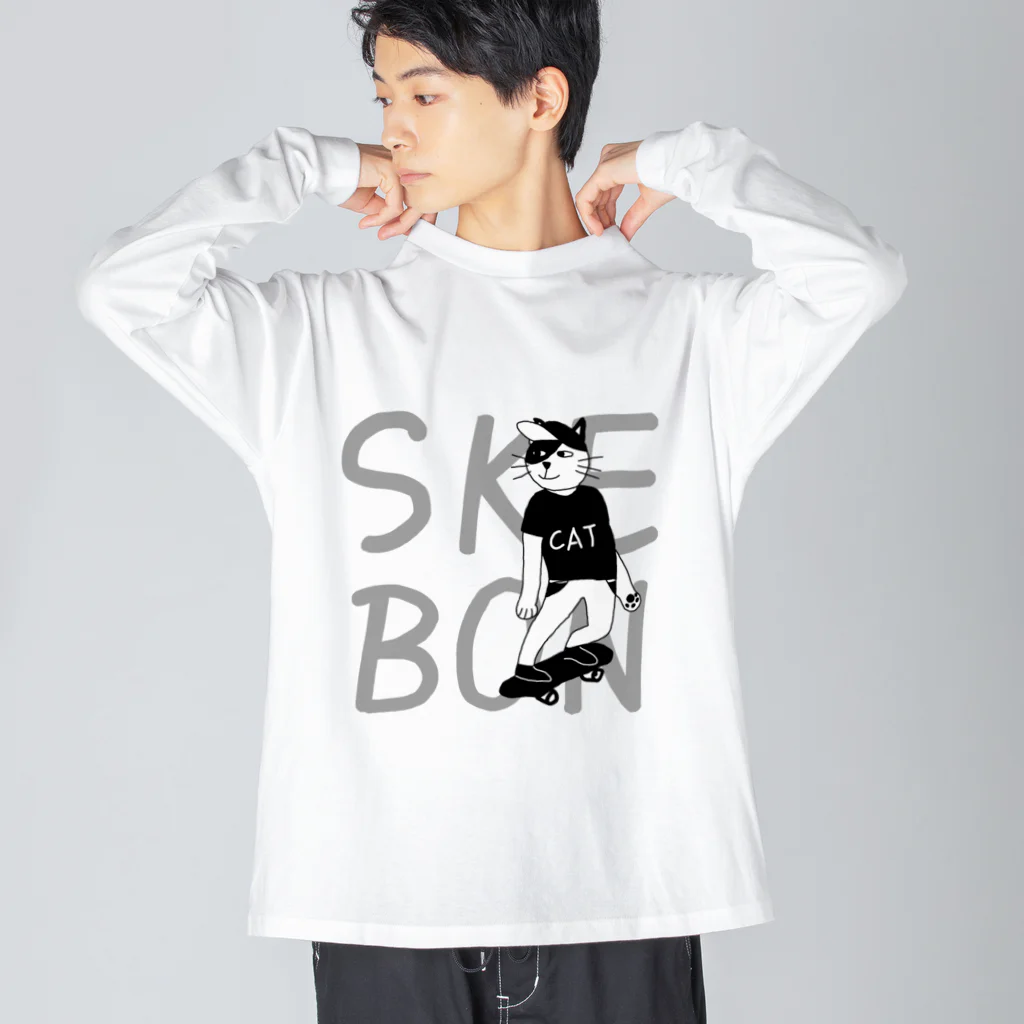 【KOTCH】 Tシャツショップのスケボーキャット Big Long Sleeve T-Shirt