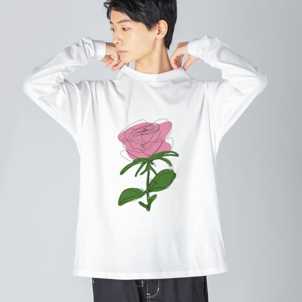 サラスシのmy ROSE ピンク Big Long Sleeve T-Shirt