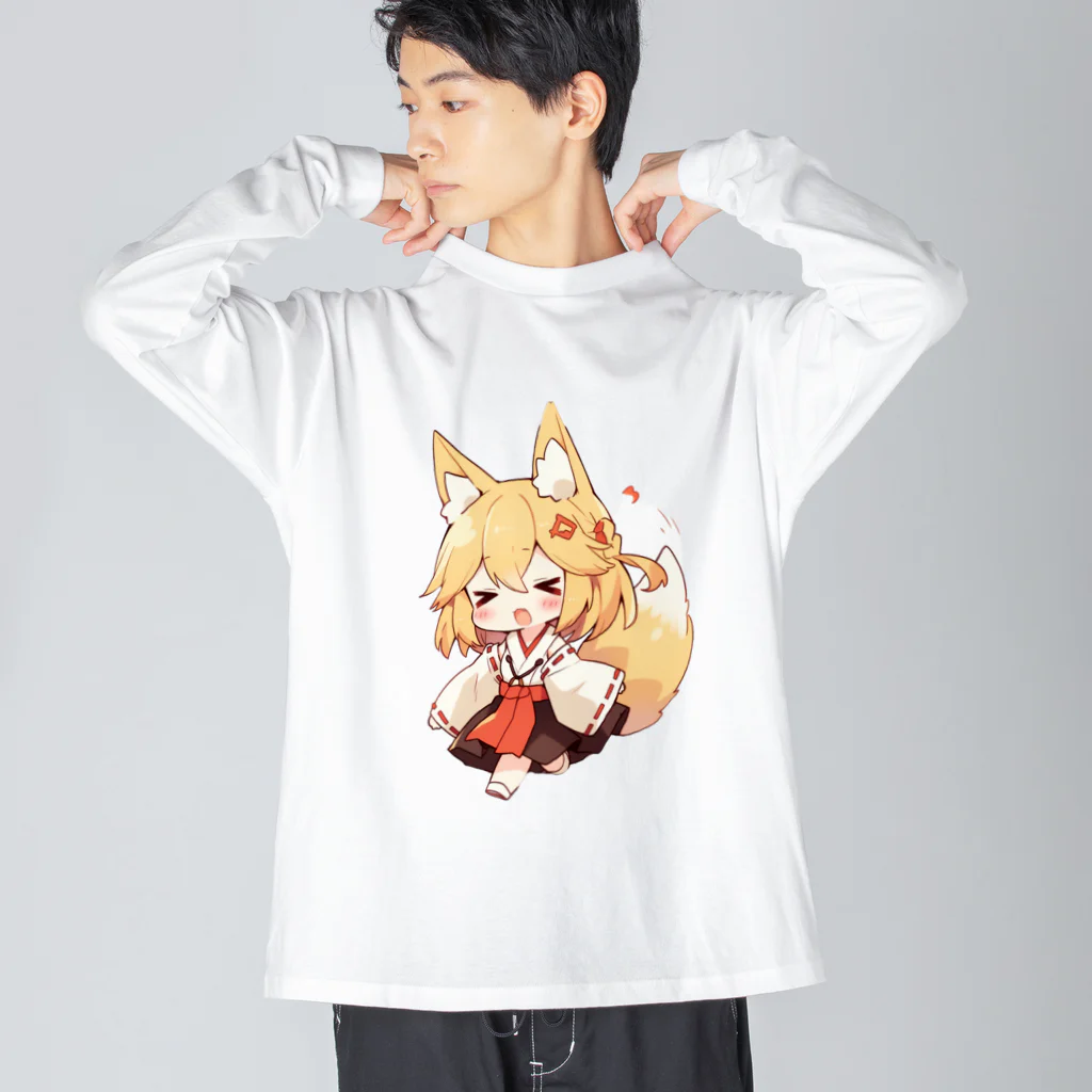 jai-to-anのミコン (Mikon) ver.4　狐の神様、きつね、キツネ ビッグシルエットロングスリーブTシャツ