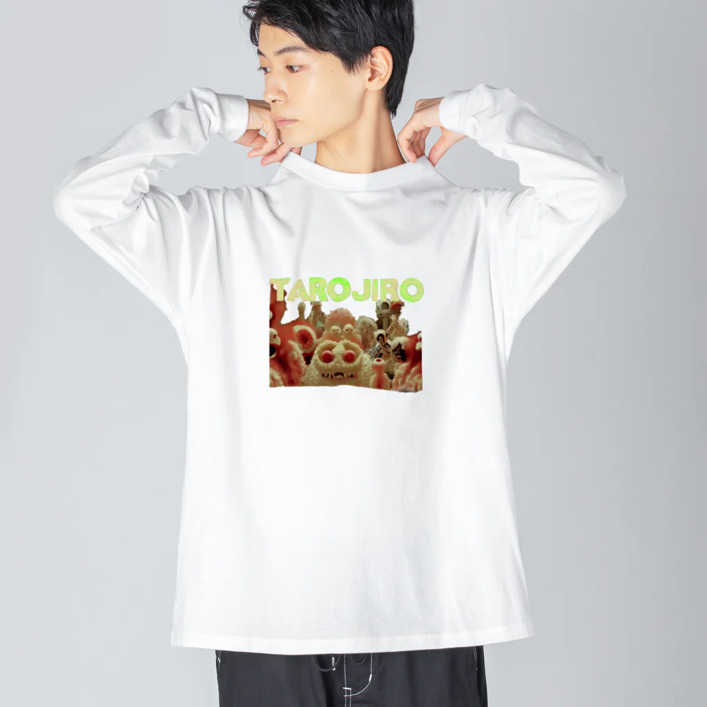 🍩tarojiro(たろじろ) shop🍩のCOLORFUL POPCORN MONSTERS by AI Big Long Sleeve T-Shirt