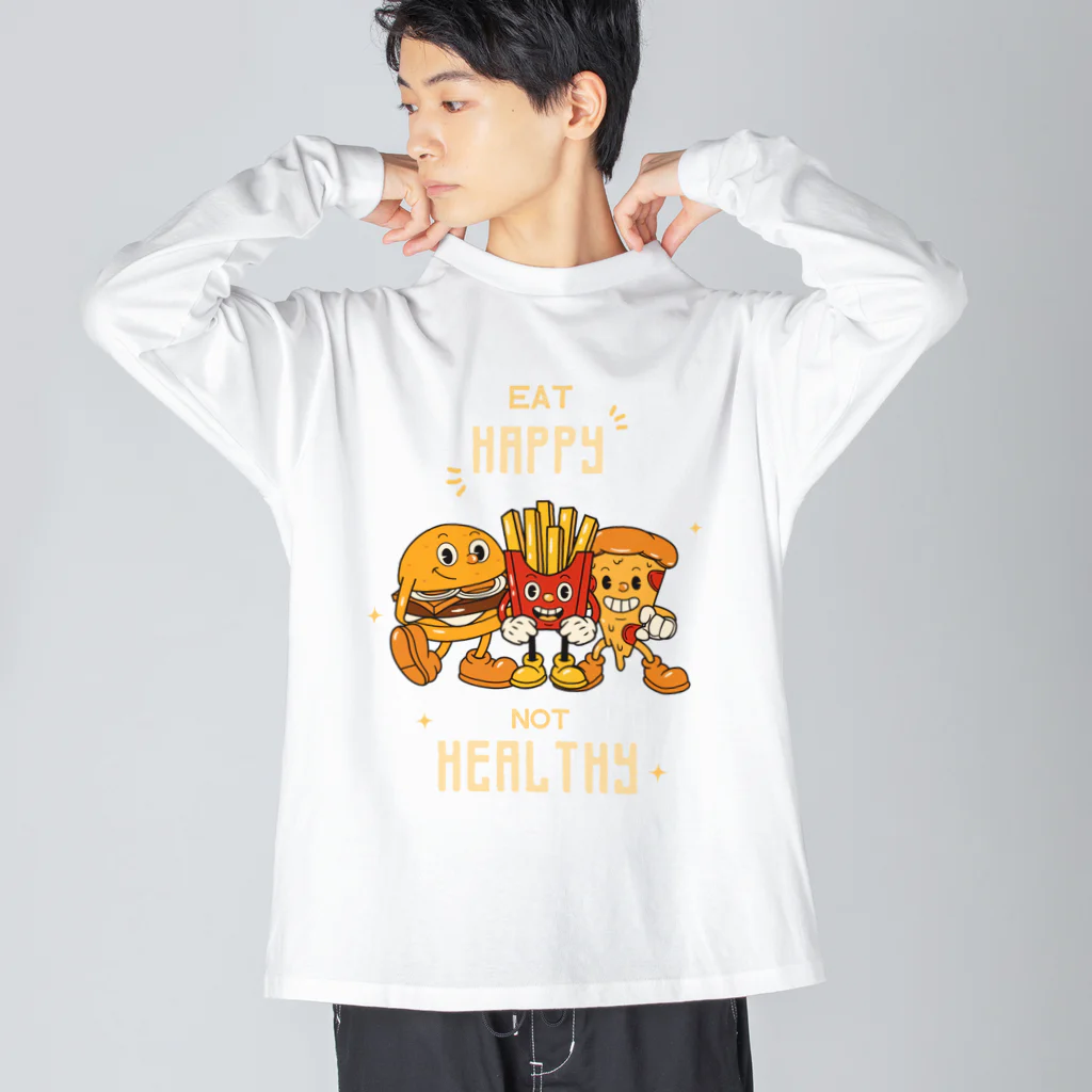 jamfish_goodiesのEAT HAPPY ビッグシルエットロングスリーブTシャツ