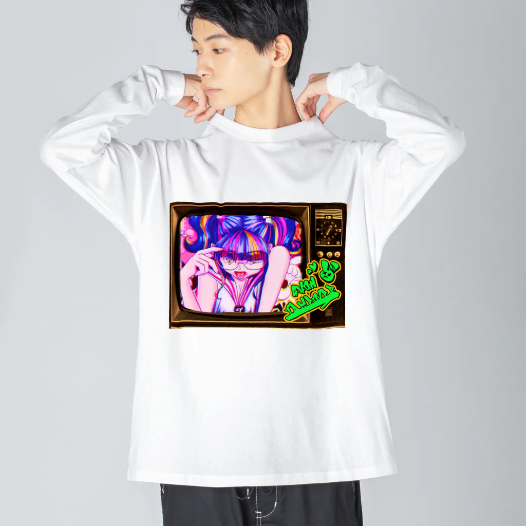 モダンラヂオの【昭和ヤンキー少女】レトロTV Ver. Big Long Sleeve T-Shirt