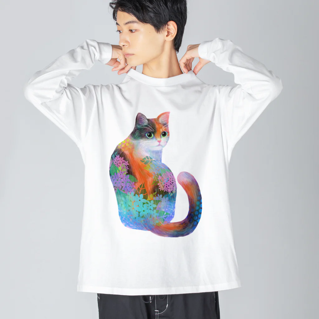 yucca-ticcaの三毛猫 ビッグシルエットロングスリーブTシャツ