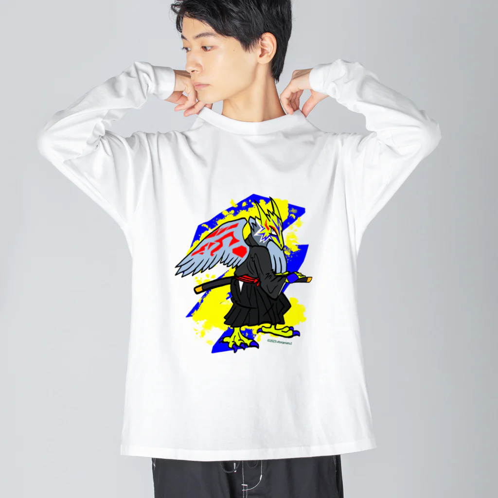 宇寅。の刀と猛禽類イメージのドラゴン Big Long Sleeve T-Shirt