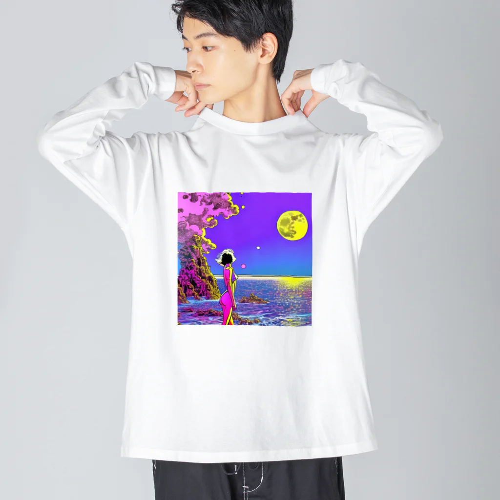 おもしろTシャツ屋さん YUTTARIの月シリーズ　② ビッグシルエットロングスリーブTシャツ