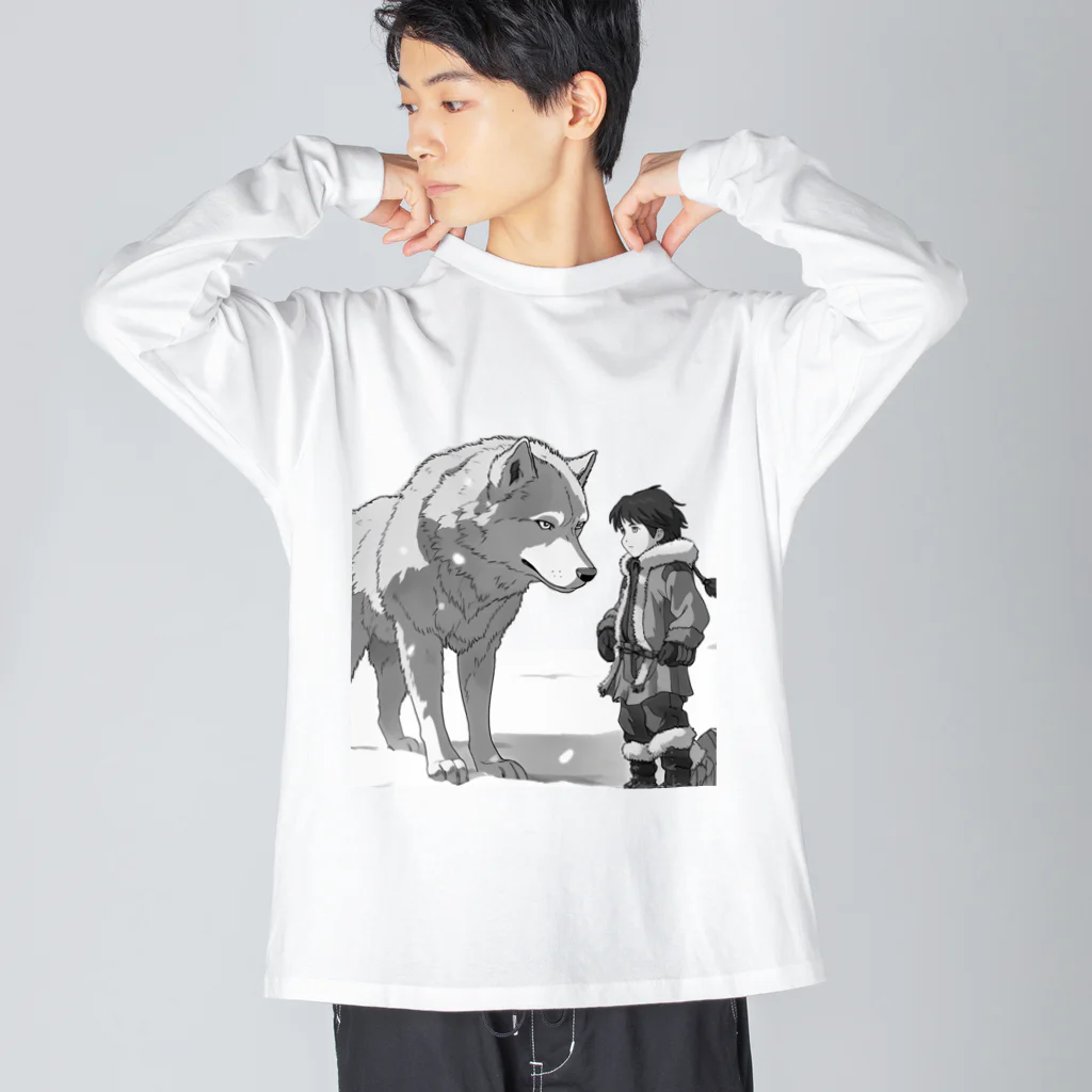 桜音ことこ企画の雪原の少年とオオカミ Big Long Sleeve T-Shirt