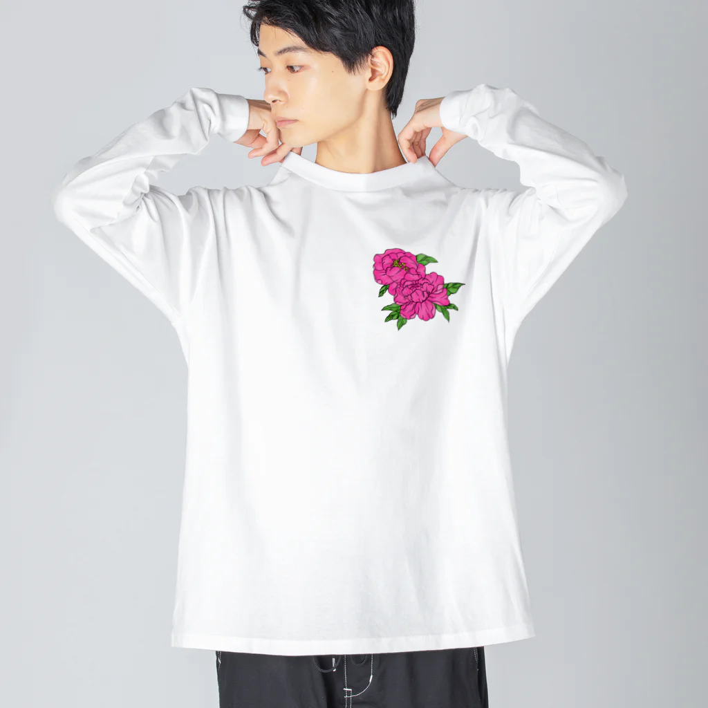 YASUPLANTS&AQUAの牡丹 ビッグシルエットロングスリーブTシャツ