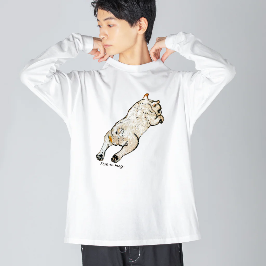 noe_to_meg (ノエとめぐ)のねんねチラリクリームブヒ ビッグシルエットロングスリーブTシャツ