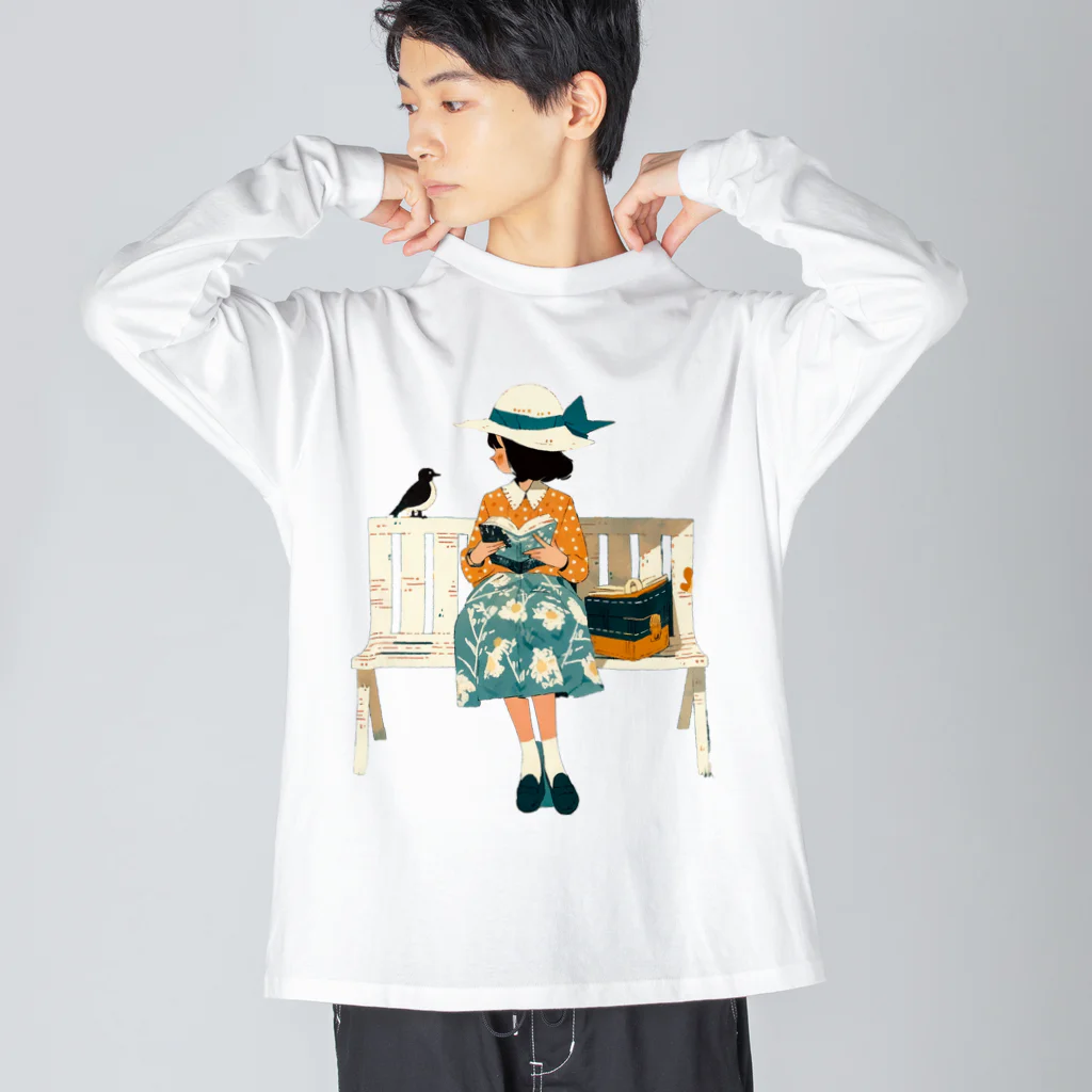 桜音ことこ企画の小鳥と少女のベンチ Big Long Sleeve T-Shirt