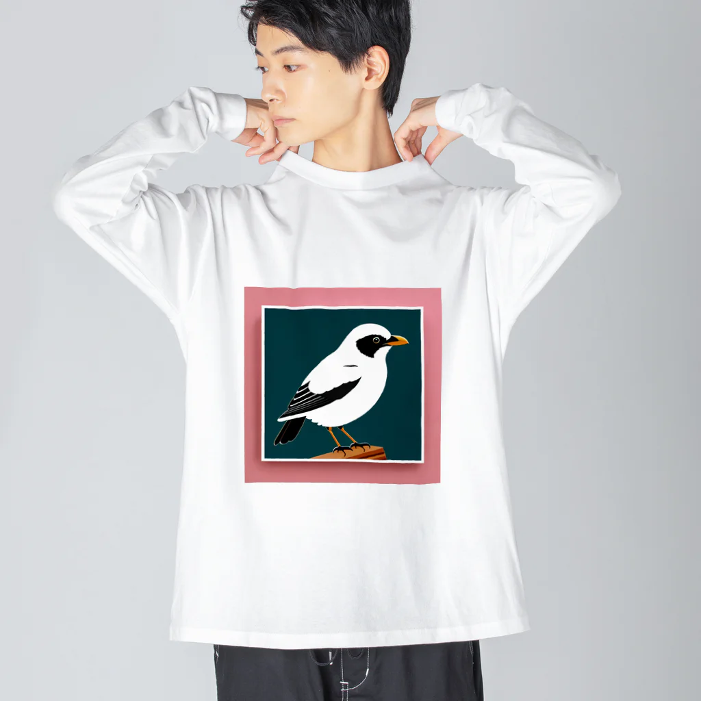 みどりの森のエレガントな鳥 ビッグシルエットロングスリーブTシャツ