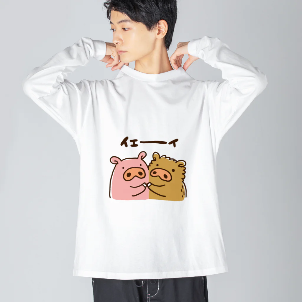 ゆるイラストのいのししとぶたちゃん Big Long Sleeve T-Shirt