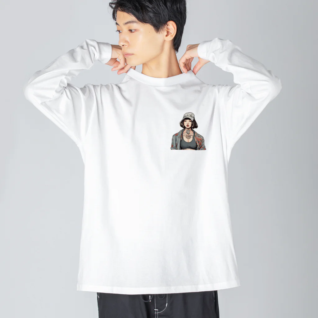 streetsnapの可愛いタトゥーだらけの女性、両面プリントロングTシャツ、期間限定 ビッグシルエットロングスリーブTシャツ