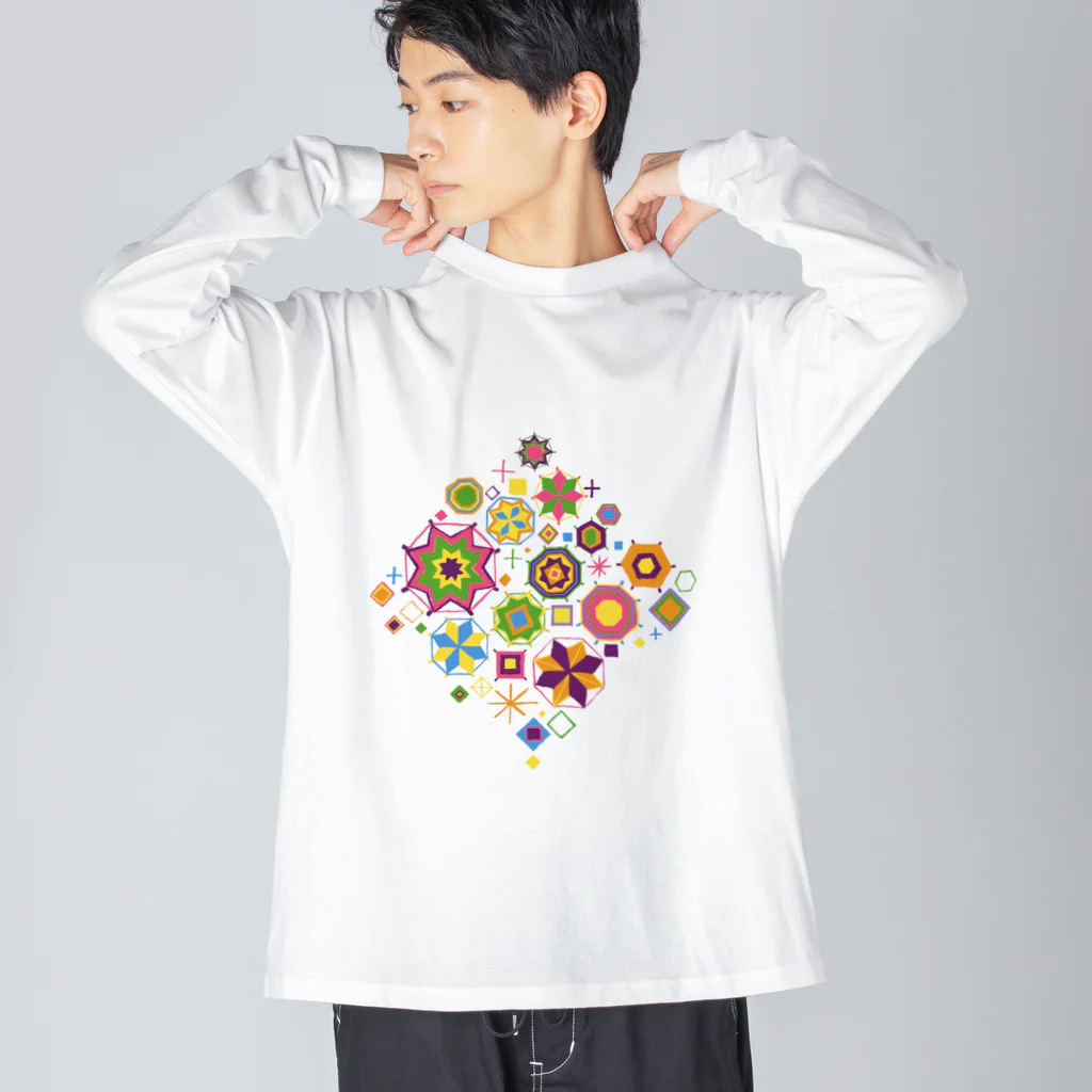 IZANAMI by Akane Yabushitaの東南アジアのチャーム（モン族カラー） ビッグシルエットロングスリーブTシャツ