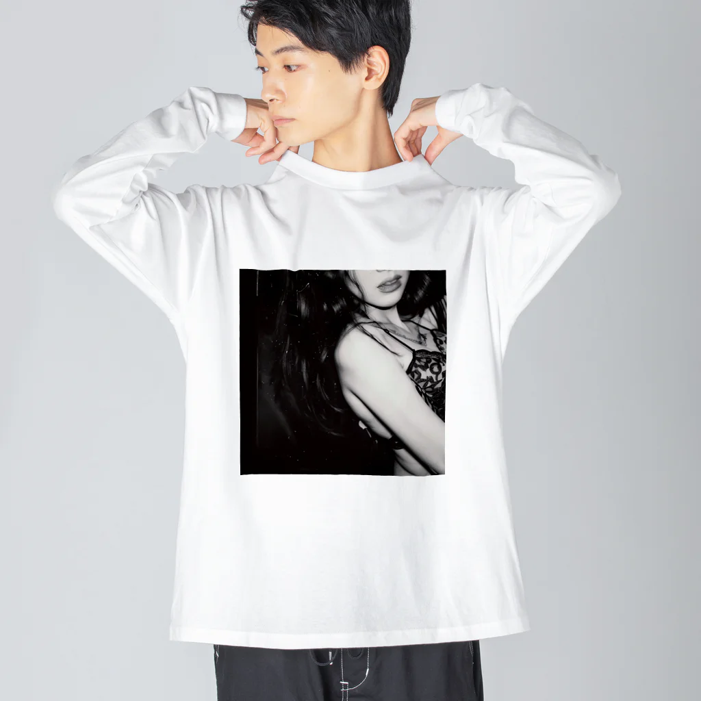 SOKICHISAITOのThe Intersection of a Turning Woman and AI: A Genesis of New Life #011 #forntprint ビッグシルエットロングスリーブTシャツ