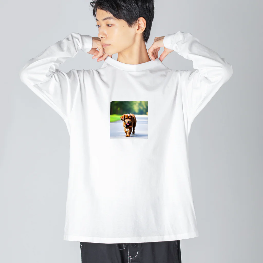 waka0129の茶色の犬 ビッグシルエットロングスリーブTシャツ