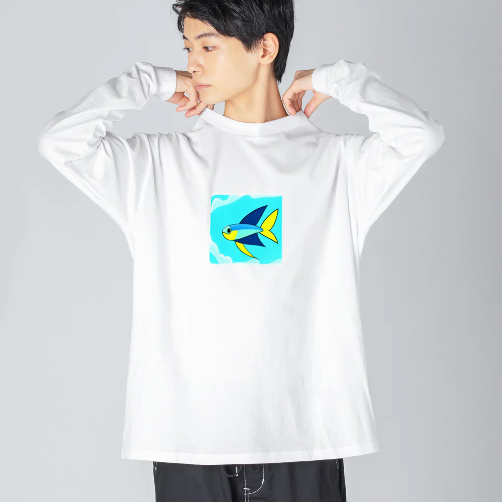 魚大好きマンの空飛ぶ魚 ビッグシルエットロングスリーブTシャツ