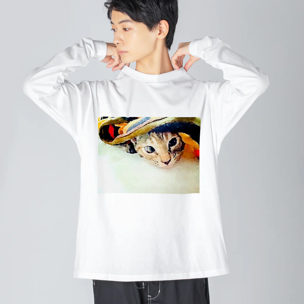 コハクのブランケットからひょっこりニャンコ🐱 Big Long Sleeve T-Shirt