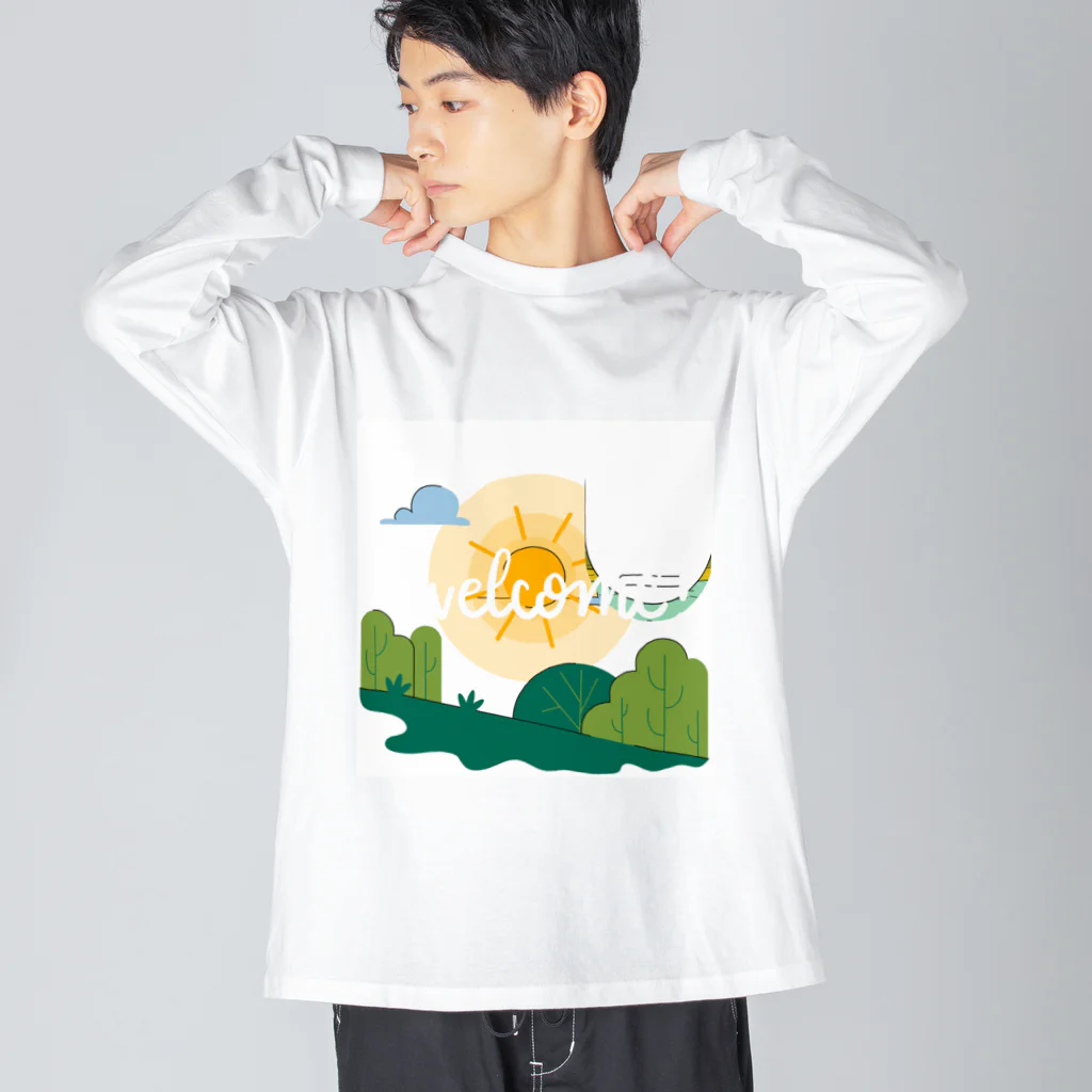 ネコにこ7820のwelcome ビッグシルエットロングスリーブTシャツ