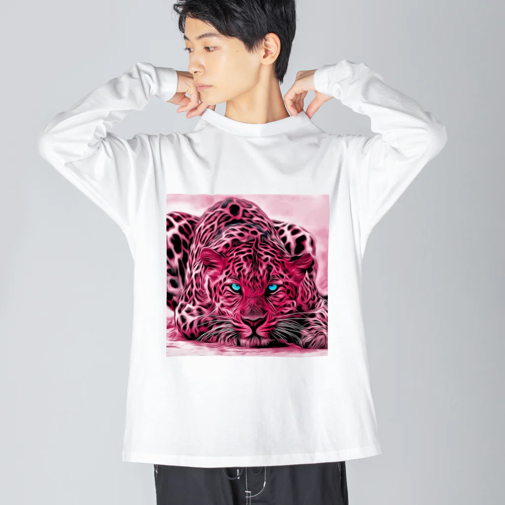 mumusのヒョウのイラストグッズ ビッグシルエットロングスリーブTシャツ