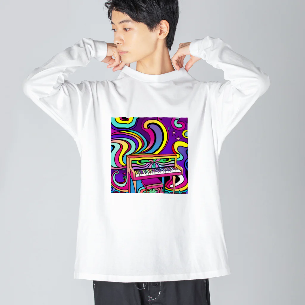 stugio_kの鮮やかなピアノ柄 ビッグシルエットロングスリーブTシャツ