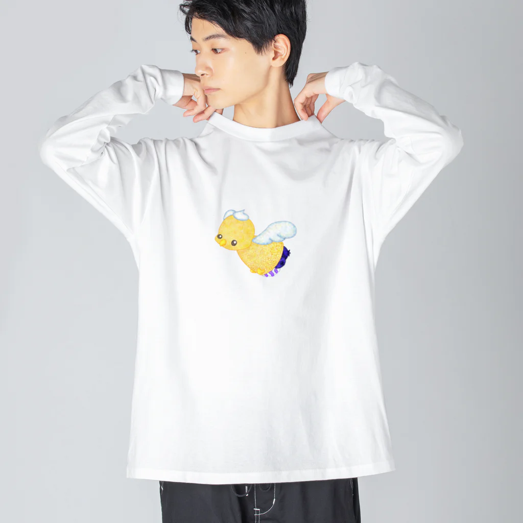 satoayaのアニマルカフェのフードアニマル　クレープバード ビッグシルエットロングスリーブTシャツ