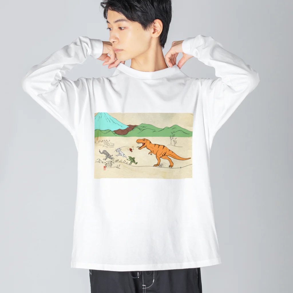 Taikokeの鳥獣ティラノ ビッグシルエットロングスリーブTシャツ