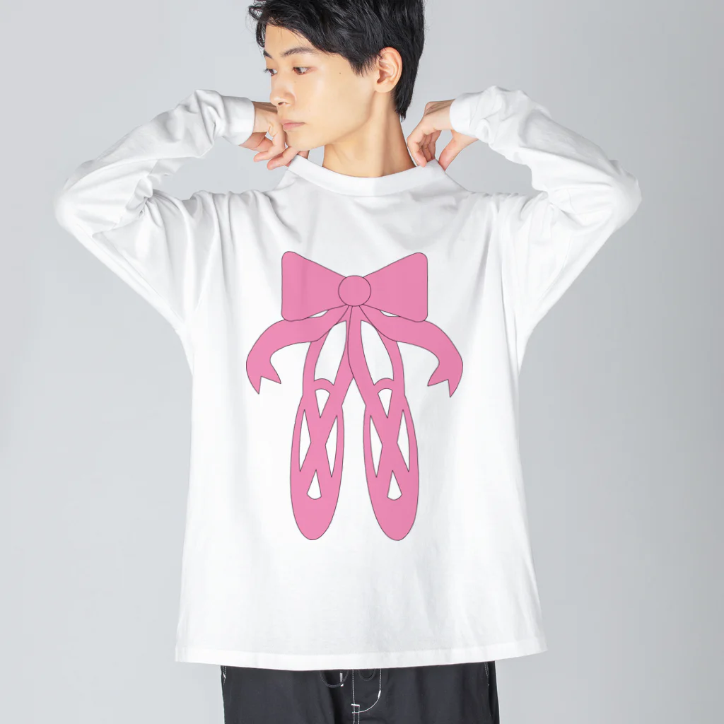 HONOMINEのピンクのバレエシューズ Big Long Sleeve T-Shirt