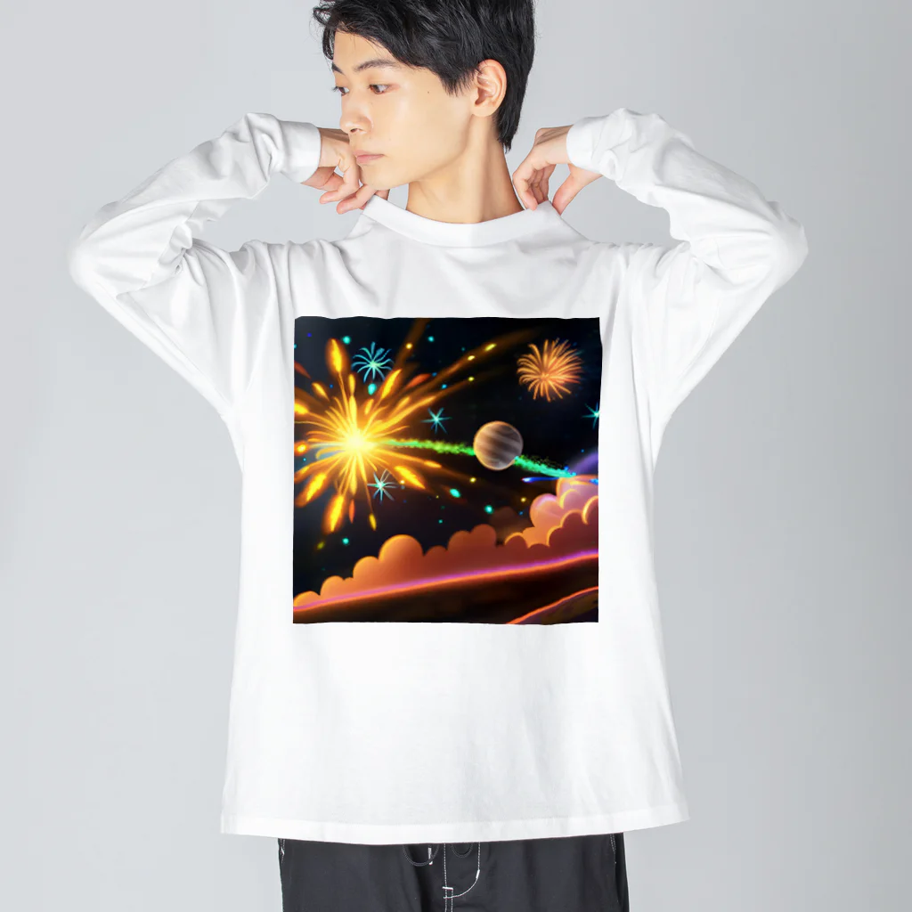 marky88の宇宙に咲く花火 ビッグシルエットロングスリーブTシャツ