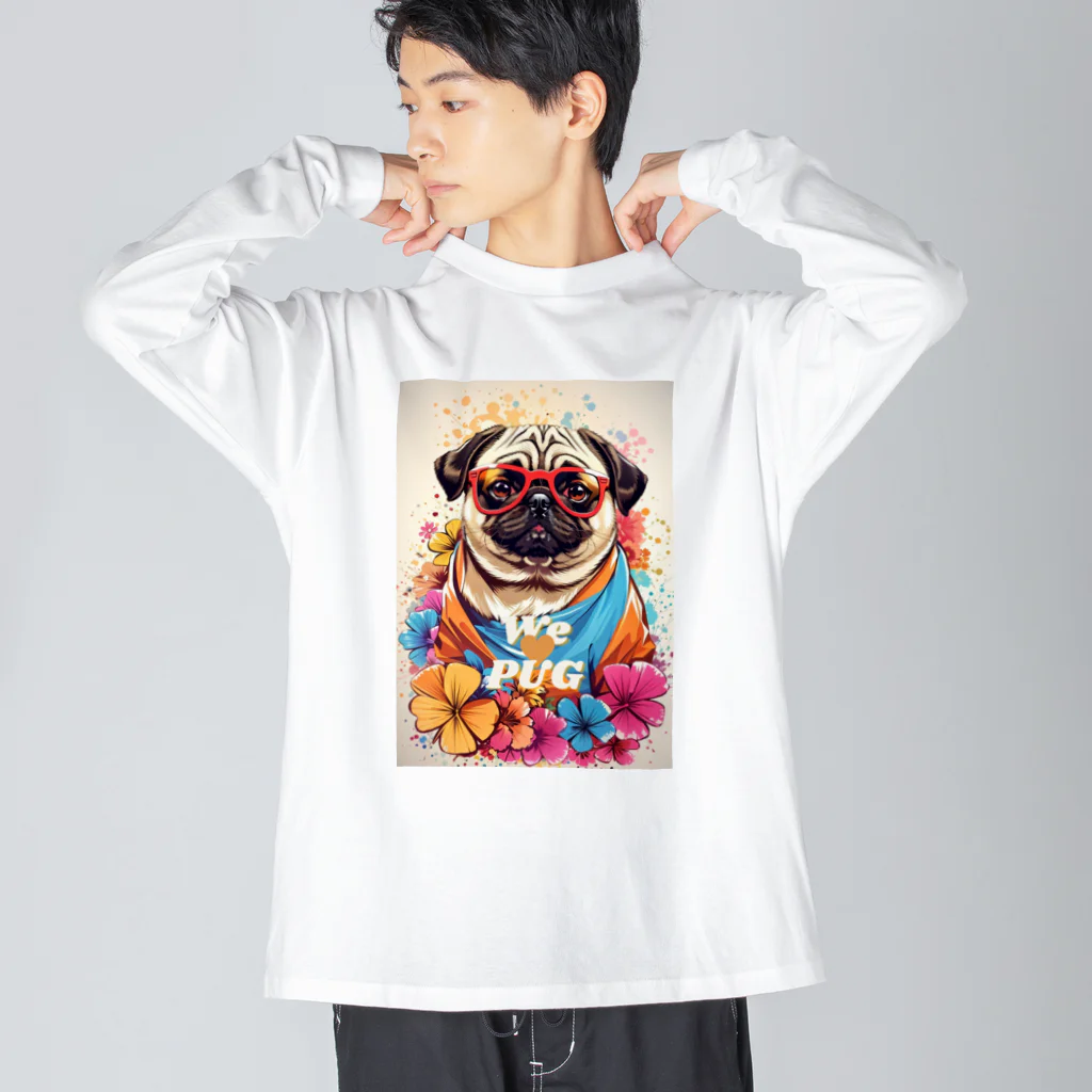 LEONのWe♥PUG　色彩（パグ大好き！） ビッグシルエットロングスリーブTシャツ