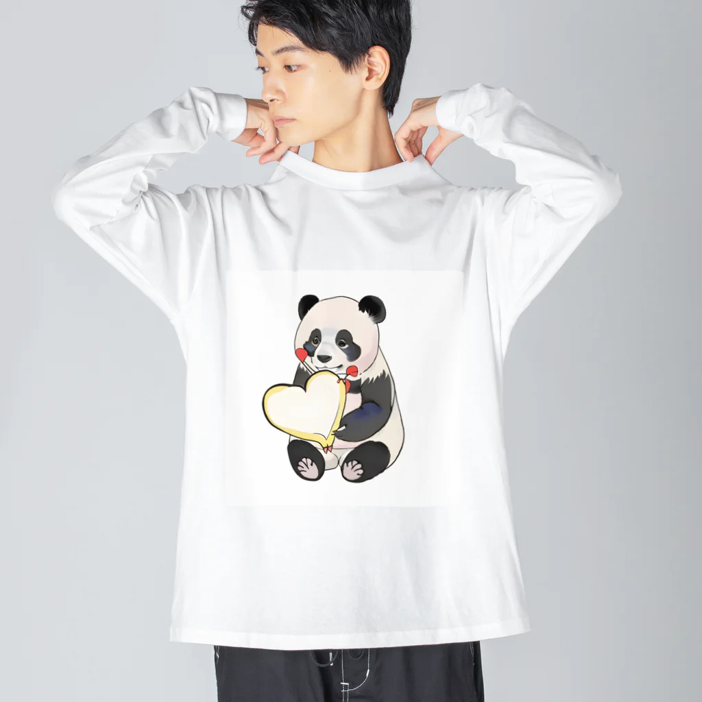 愛を届けるパンダの愛を送るパンダ Big Long Sleeve T-Shirt
