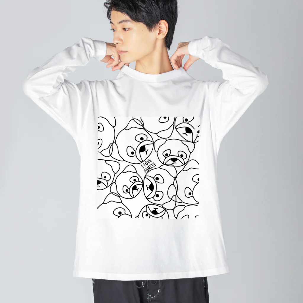 3kids2のDog family Big Long Sleeve T-Shirt