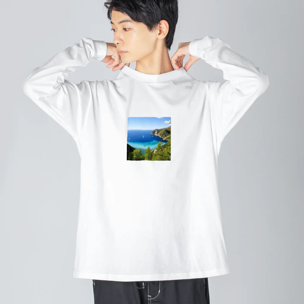 山田　太郎の海辺で　ゆったり　バカンス ビッグシルエットロングスリーブTシャツ