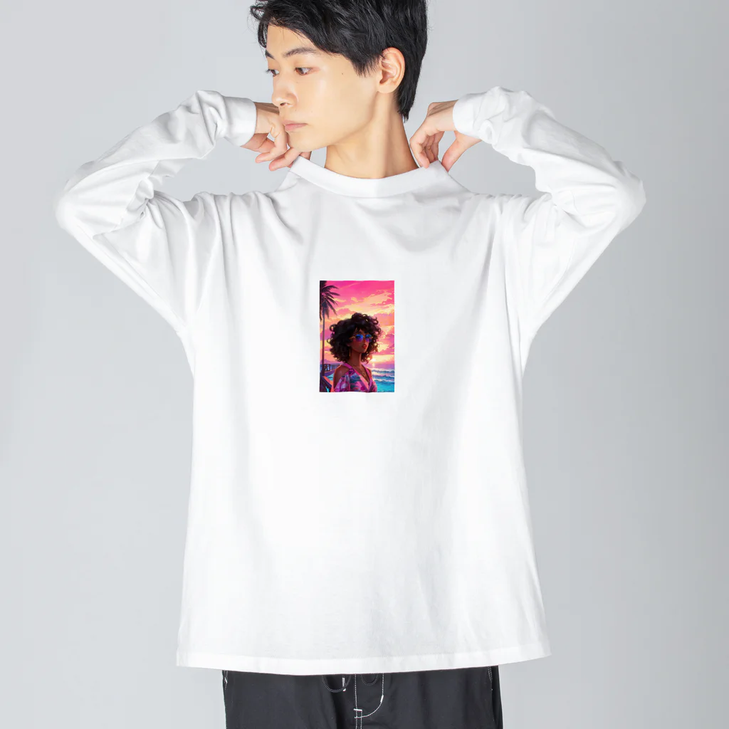 3M_Design_FactoryのSunset Girl ビッグシルエットロングスリーブTシャツ