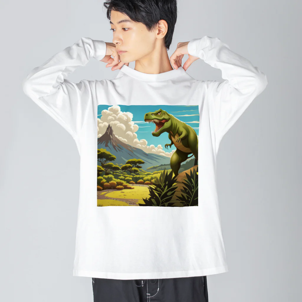 和彩-Wairoriのアニメ調　ティラノサウルス Big Long Sleeve T-Shirt