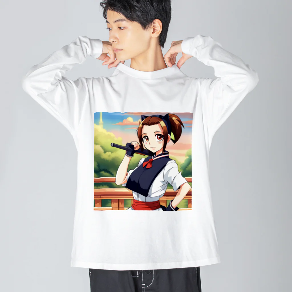 🎨デザイン宮殿🛍️の猫系美少女 Big Long Sleeve T-Shirt