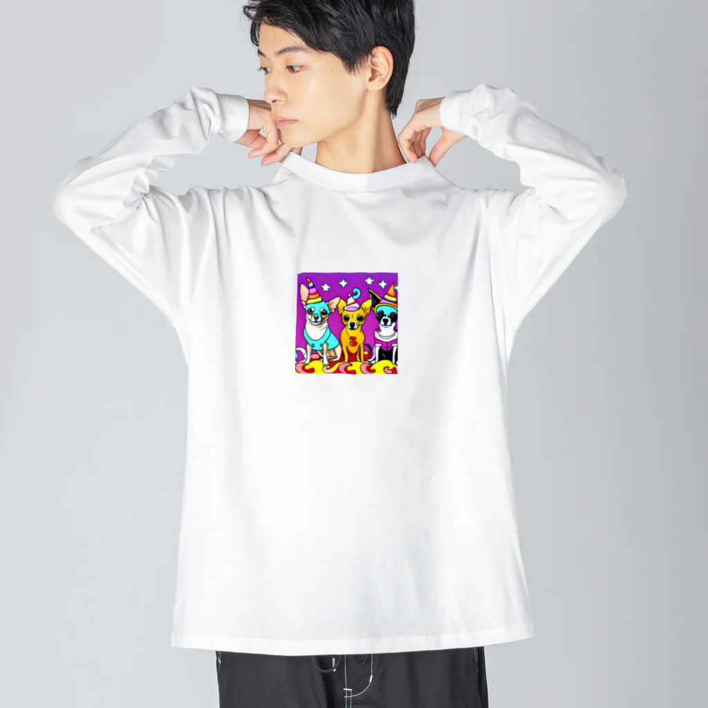 チワワ愛好家ショップのかぼちゃ大騒動！ハロウィン・チワワトリオの楽しいパーティー Big Long Sleeve T-Shirt