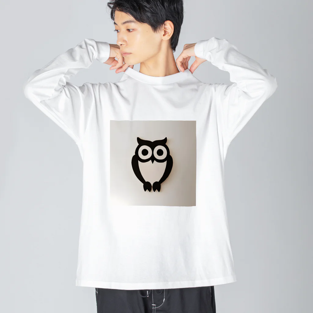 Owlの白黒フクロウちゃんのイラストグッズ Big Long Sleeve T-Shirt