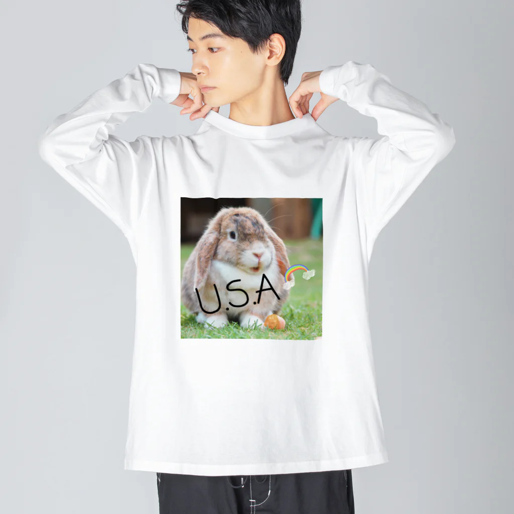 HANIのウサギデザイン ビッグシルエットロングスリーブTシャツ