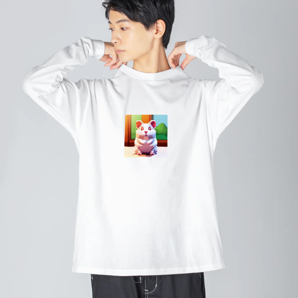 Useponzooのピクセルアート　ハム ビッグシルエットロングスリーブTシャツ